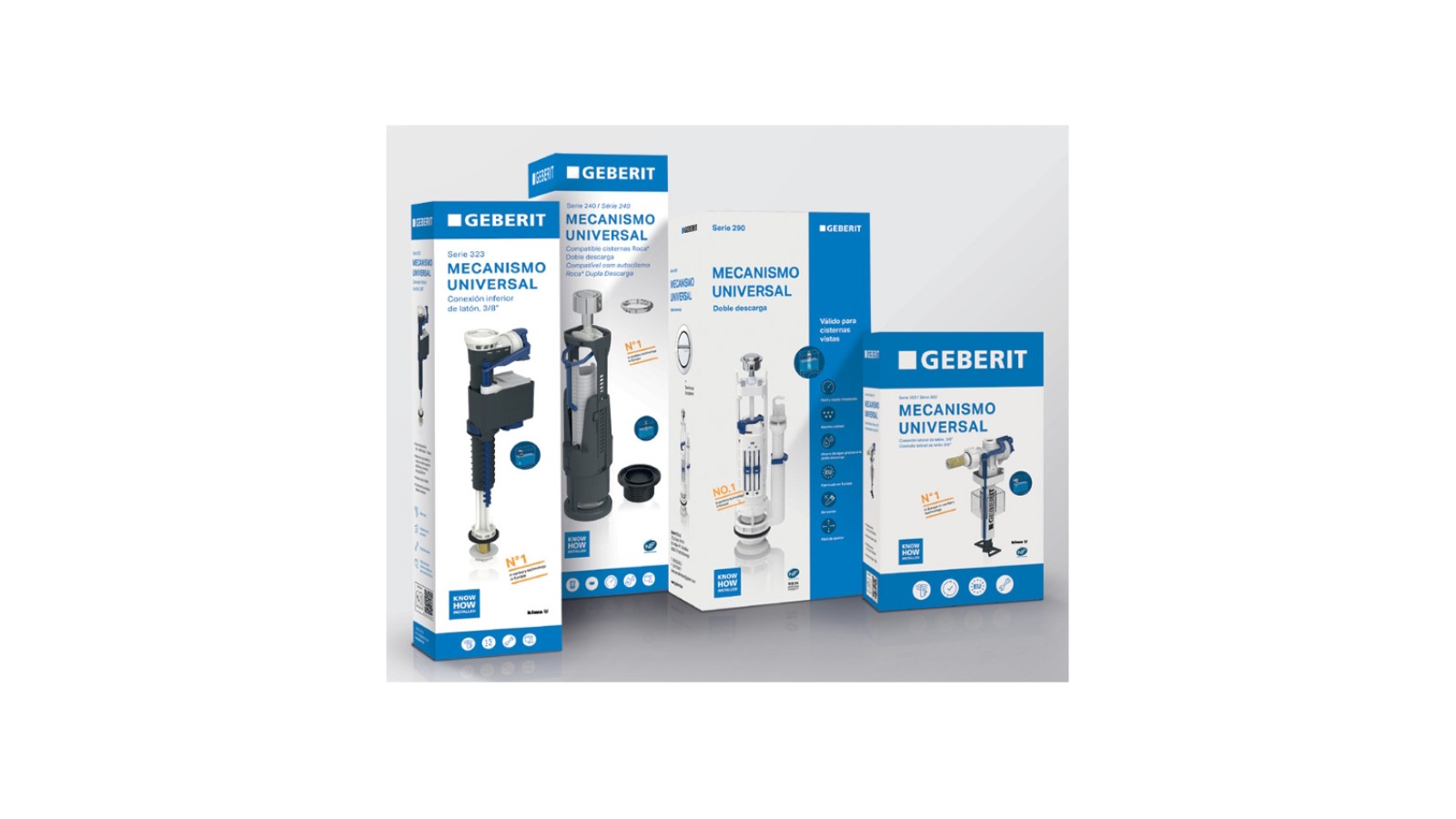 Mecanismo de alimentación y mecanismo de descarga Geberit como recambios para cisternas Mecanismo de alimentación y mecanismo de descarga Geberit como recambios para cisternas
