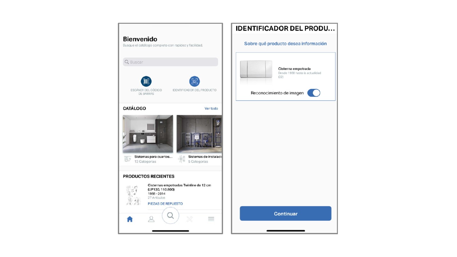 Identificador de productos app Geberit Pro