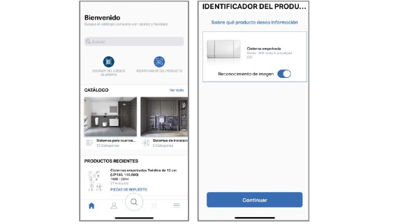 Identificador de productos app Geberit Pro