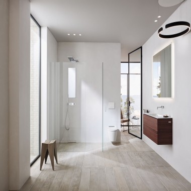 Un baño lujoso con ducha a ras de suelo Un baño lujoso con ducha a ras de suelo