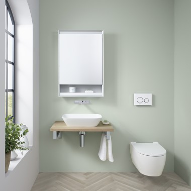 Baño de invitados con mueble para lavabo Geberit ONE