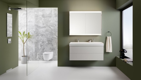 Baño Geberit ONE con suelo continuo, sin juntas (© Geberit) Baño Geberit ONE con suelo continuo, sin juntas (© Geberit)