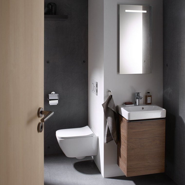 Baño pequeño equipado con la serie Geberit Smyle Baño pequeño equipado con la serie Geberit Smyle