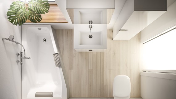 Baño de vista en planta pequeña Baño de vista en planta pequeña