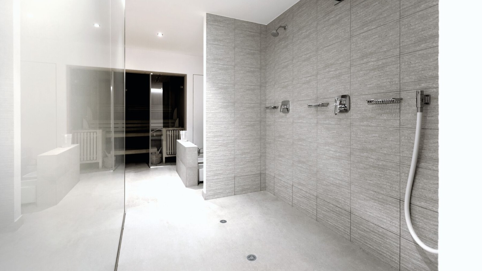 Baños semipúblicos con desagüe para ducha de vinilo (PVC) Geberit Baños semipúblicos con desagüe para ducha de vinilo (PVC) Geberit