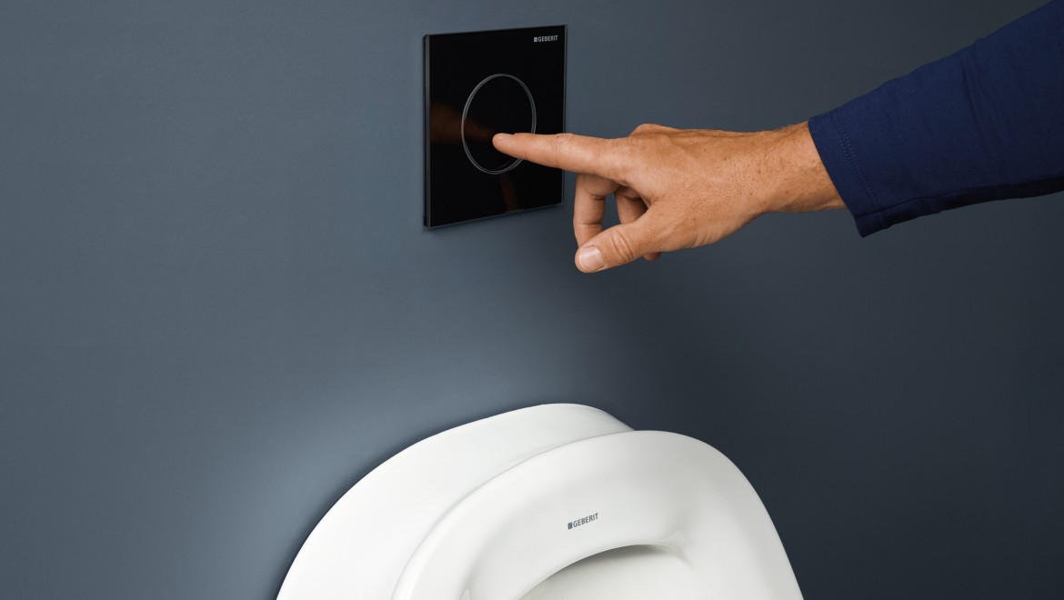 Pulsador para urinario serie 40 round en negro