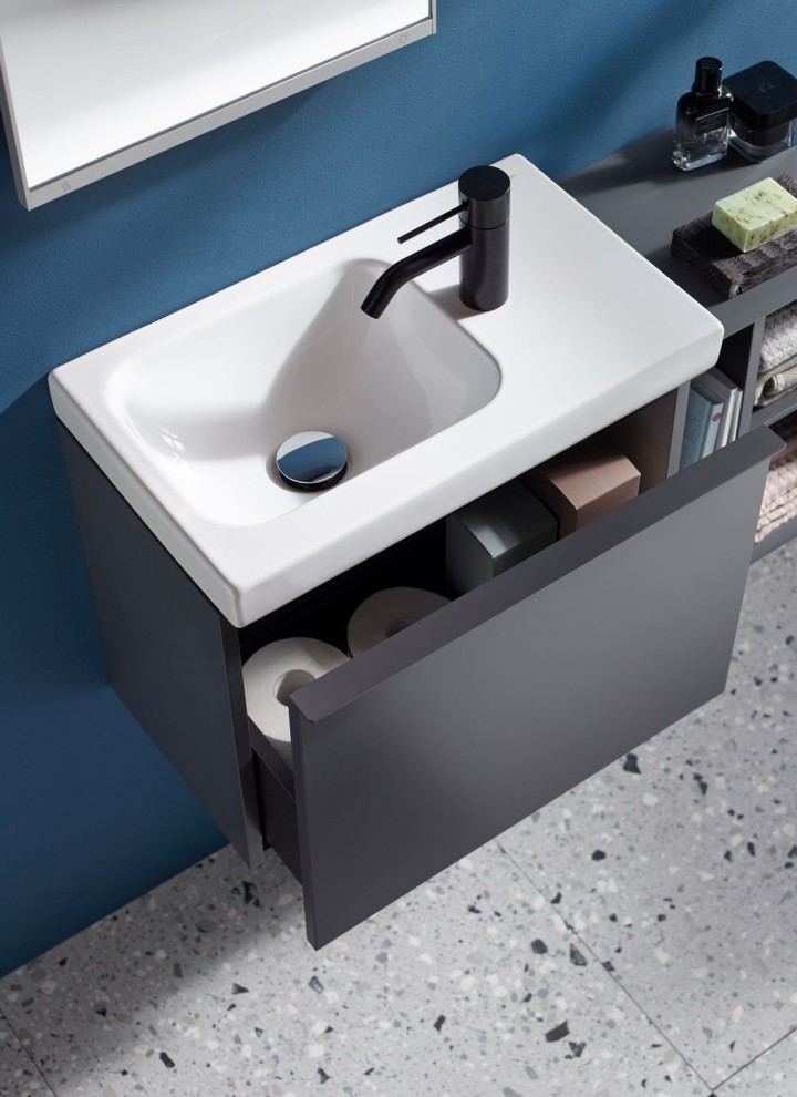 Lavamanos iCon para baños pequeños o aseos (© Geberit) Lavamanos iCon para baños pequeños o aseos (© Geberit)