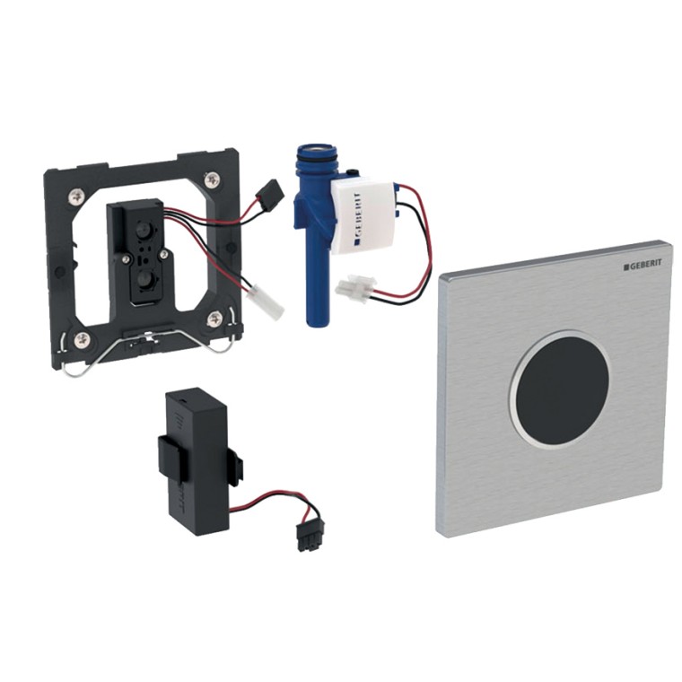 Sistema de descarga para urinarios libre de contacto para servicio a pilas Sistema de descarga para urinarios libre de contacto para servicio a pilas