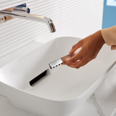 Lavabo sobre encimera Geberit ONE con filtro anticabellos Lavabo sobre encimera Geberit ONE con filtro anticabellos