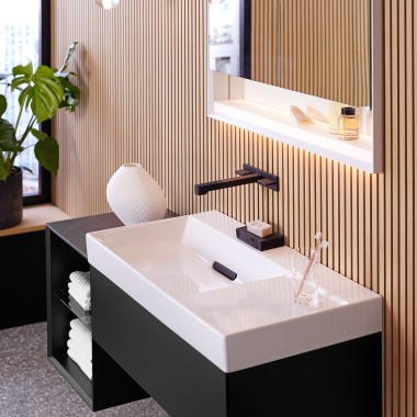 Mueble bajo para lavabo en negro mate Geberit ONE sin tirador