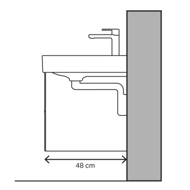 Esquema del lavabo con desagüe vertical