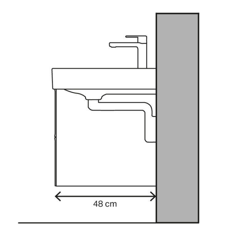 Esquema del lavabo con desagüe vertical Esquema del lavabo con desagüe vertical