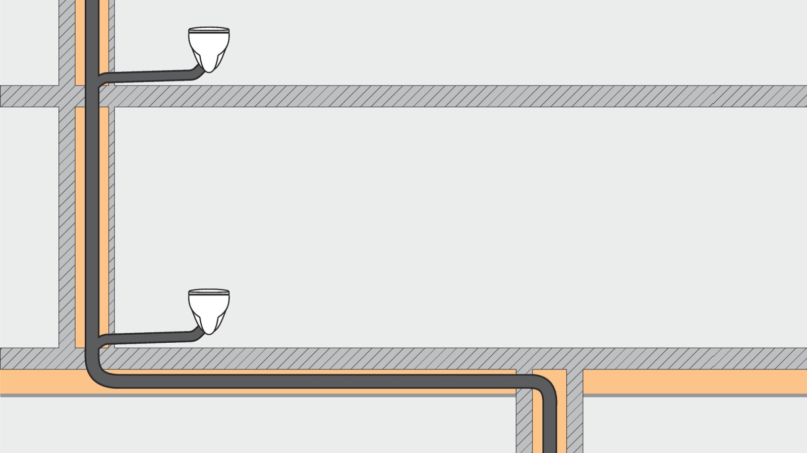 Los sistemas de drenaje que utilizan Geberit SuperTube requieren menos espacio y ofrecen mayor libertad a la hora de planificar.