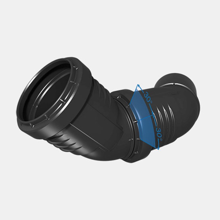 Ayuda de alineación sencilla: la marca de 30° en los accesorios Geberit Silent-PP