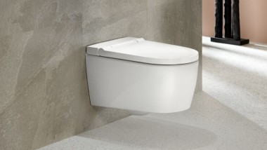 Geberit AquaClean Sela en blanco con pulsador Sigma20