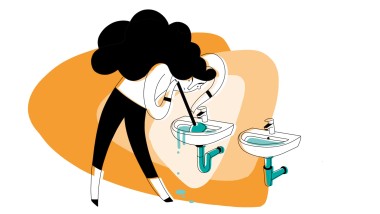 Ilustración del sifón del lavabo obstruido