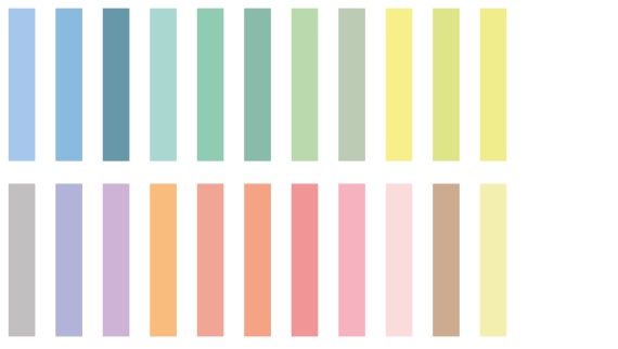 Los tonos pastel de un vistazo Los tonos pastel de un vistazo