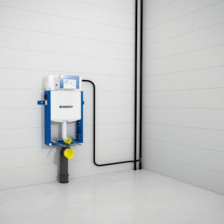 Conectar el bastidor Geberit Kombifix a las entradas de agua y desagües