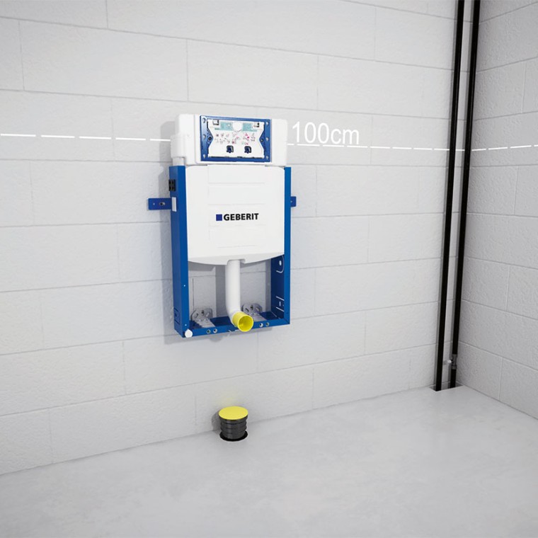 Fijar la cisterna empotrada con bastidor Geberit Kombifix