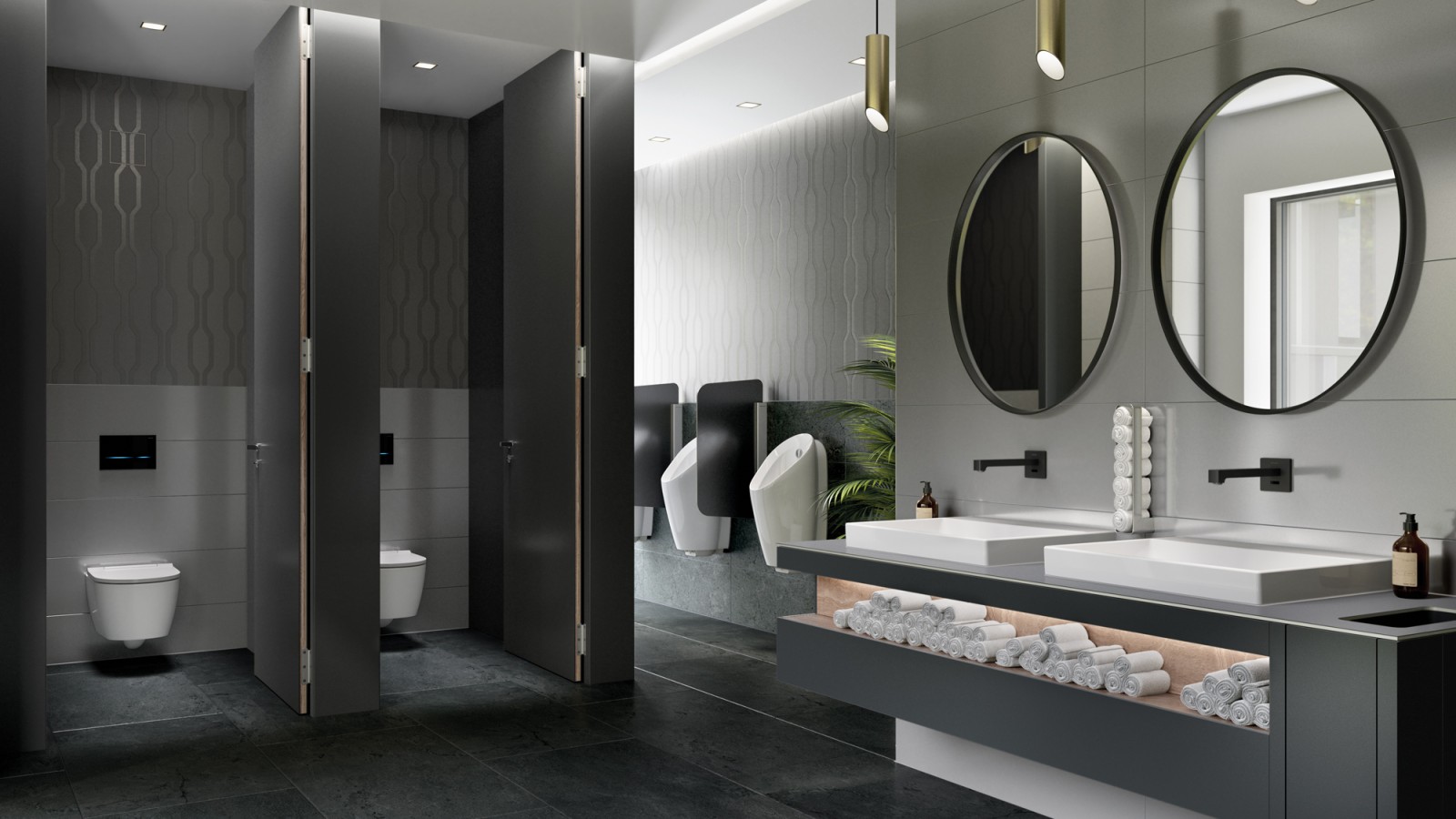 Baño público con la opción premium