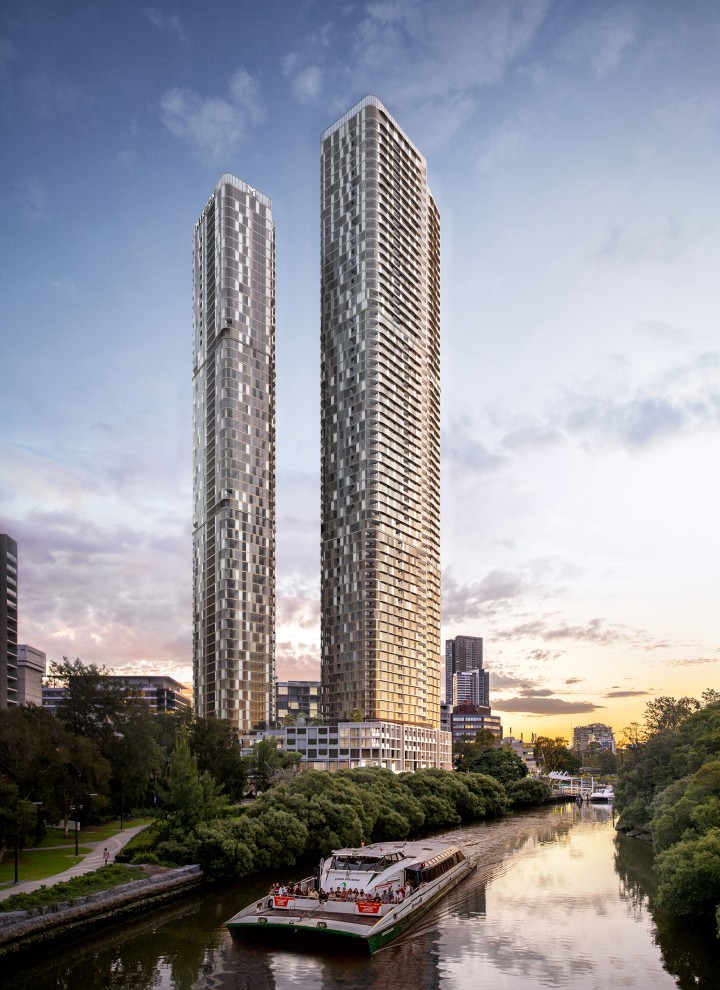 Las dos 180 George Towers dominan los barrios del oeste de Sídney (© Meriton Group) Las dos 180 George Towers dominan los barrios del oeste de Sídney (© Meriton Group)