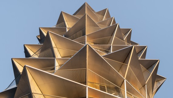 El perfil en forma de cactus de las torres se crea mediante la torsión de los distintos niveles (© Rasmus Hjortshøj) El perfil en forma de cactus de las torres se crea mediante la torsión de los distintos niveles (© Rasmus Hjortshøj)