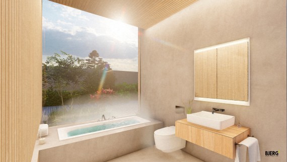 Se debe sentir una sensación de calma y serenidad en un baño de 6 m² (© Bjerg Arkitektur)