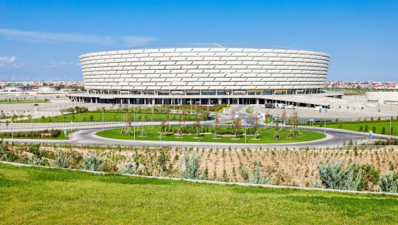 Baku Olimpiyat Stadyumu, Bakú, Azerbaiyán (© Andrey Khrobostov / Alamy Stock Photo) Baku Olimpiyat Stadyumu, Bakú, Azerbaiyán (© Andrey Khrobostov / Alamy Stock Photo)