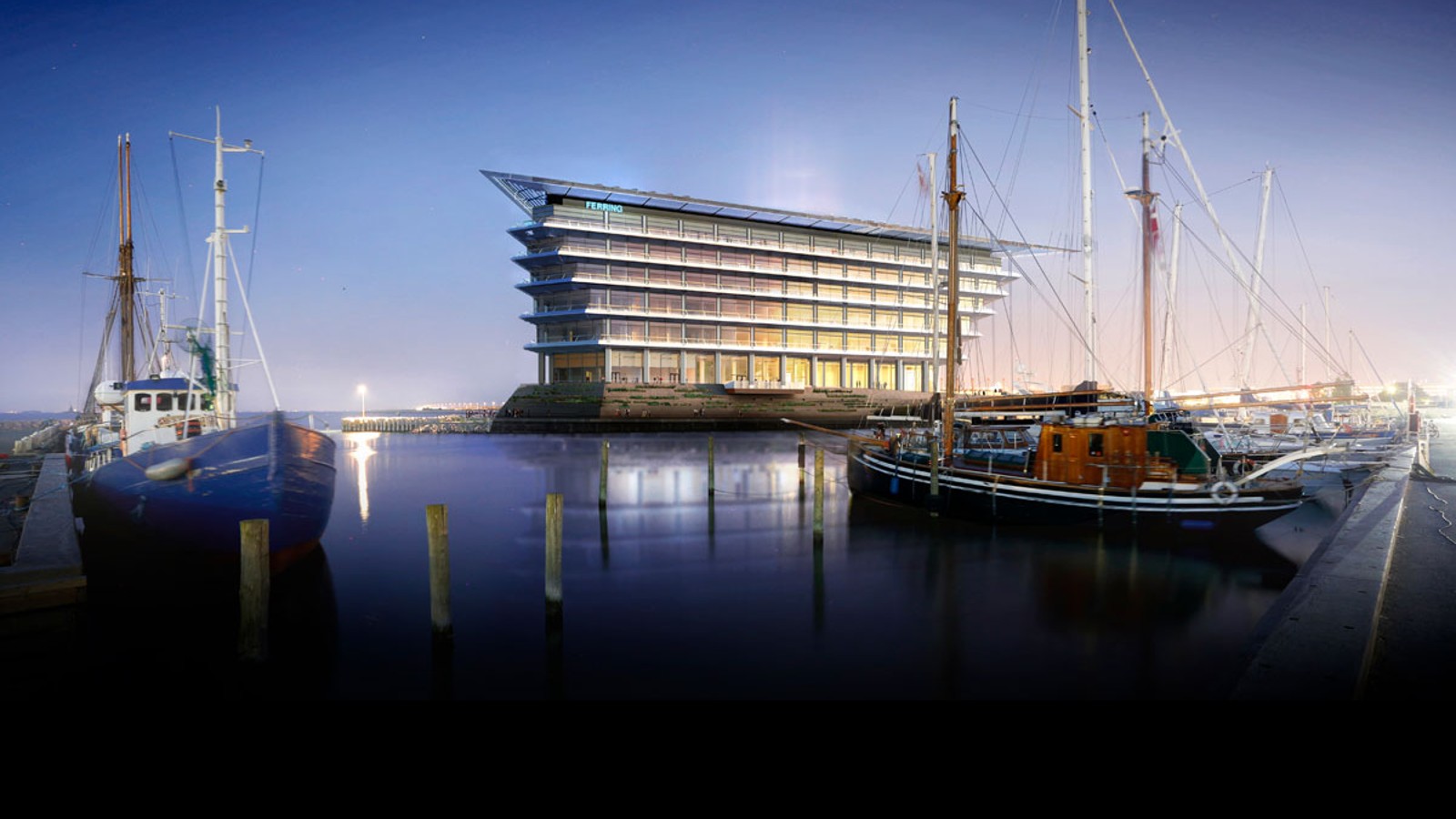 Con unas hermosas vistas de Öresund, la puerta al mar entre Copenhague y Malmö: la nueva sede de Ferring Pharmaceuticals (©Foster&Partners)