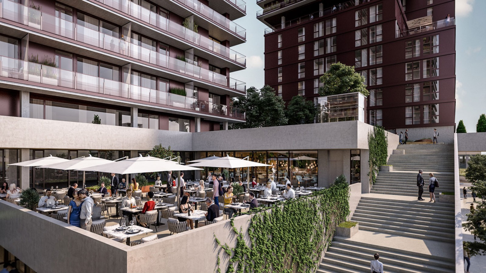 Las terrazas en la azotea y la gastronomía forman parte de la oferta (© Soravia)