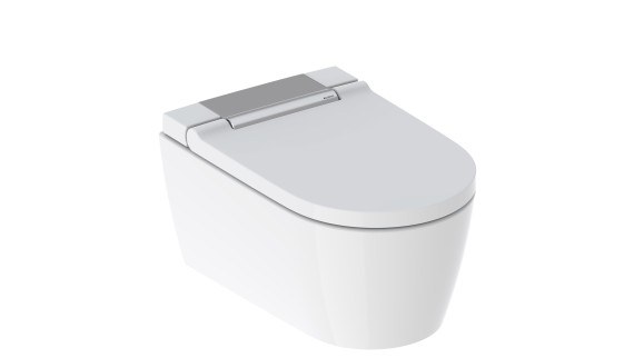 Geberit AquaClean Sela con cubierta de diseño en cromado brillante Geberit AquaClean Sela con cubierta de diseño en cromado brillante