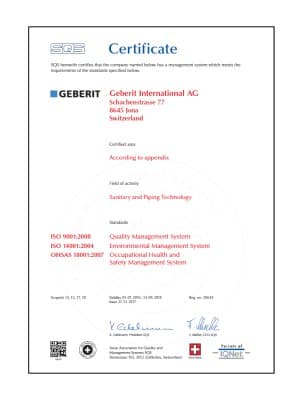 Certificado Geberit ISO-9001-14001-45001 Certificado Geberit ISO-9001-14001-45001