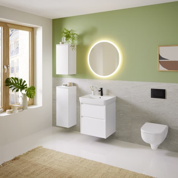 Baño equipado con productos de la serie de baño Geberit Selnova Baño equipado con productos de la serie de baño Geberit Selnova