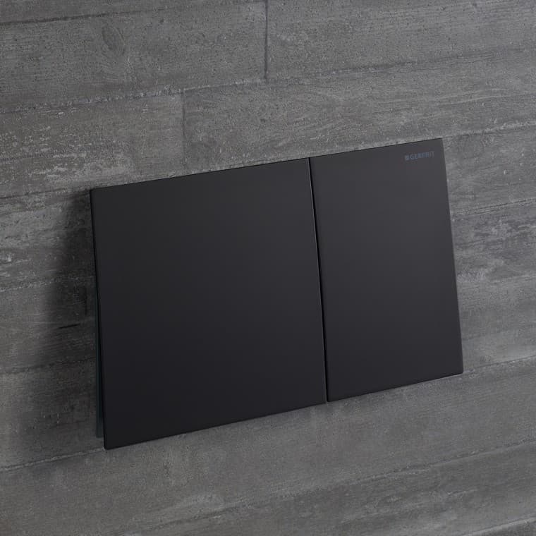 Pulsador de descarga Sigma70 en negro mate (© Geberit) Pulsador de descarga Sigma70 en negro mate (© Geberit)