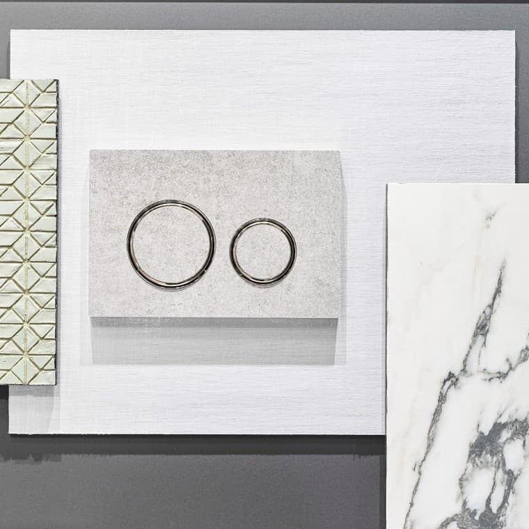 Pulsador Sigma21 en efecto hormigón con anillos de diseño cromados Pulsador Sigma21 en efecto hormigón con anillos de diseño cromados