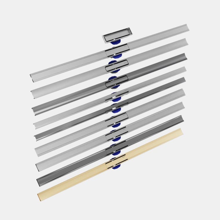 Vista general de los canales de ducha Geberit CleanLine. Vista general de los canales de ducha Geberit CleanLine.