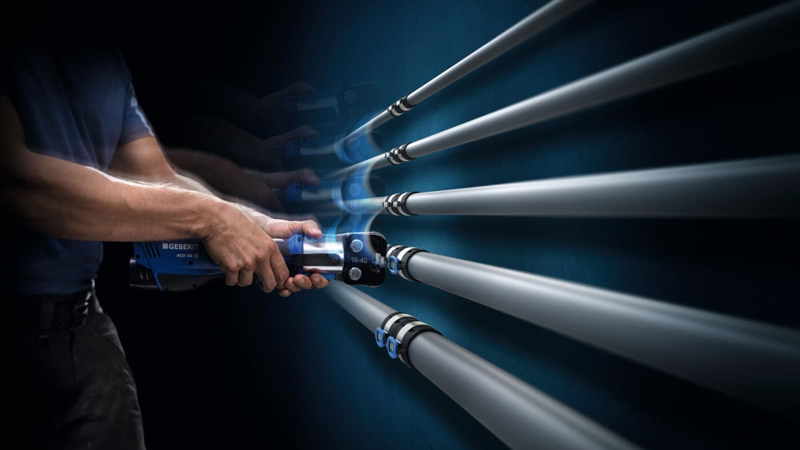 Tenazas de compresión manuales para Geberit FlowFit para dimensiones de d16 a d40 Tenazas de compresión manuales para Geberit FlowFit para dimensiones de d16 a d40