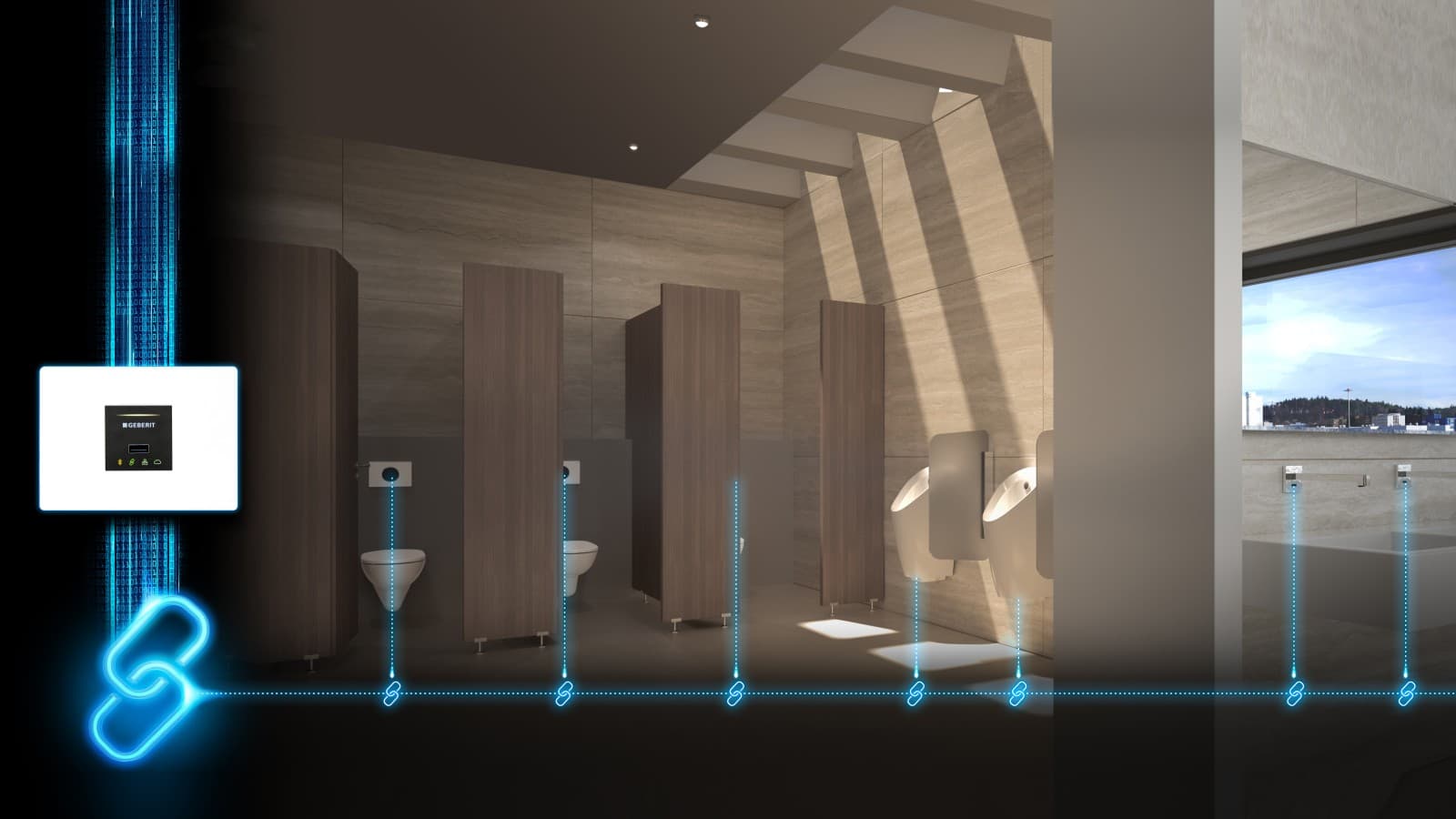 Conexión de un baño público con Geberit Connect Conexión de un baño público con Geberit Connect