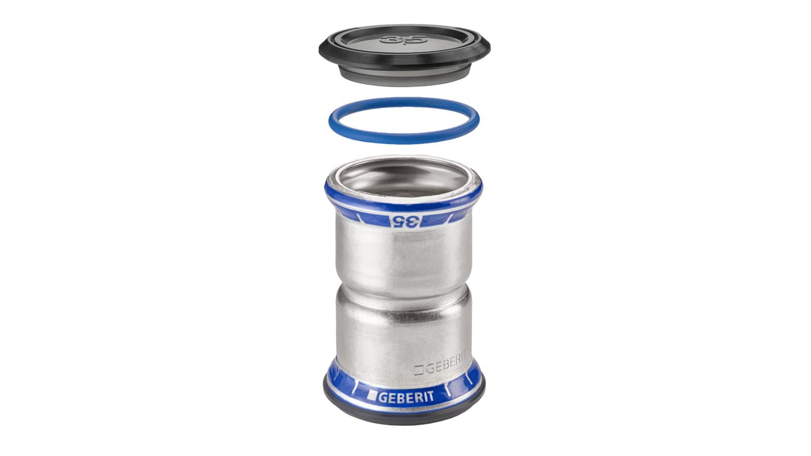 Geberit Mapress Acero Inoxidable, FKM, azul: para uso con medios que contienen aceite Geberit Mapress Acero Inoxidable, FKM, azul: para uso con medios que contienen aceite