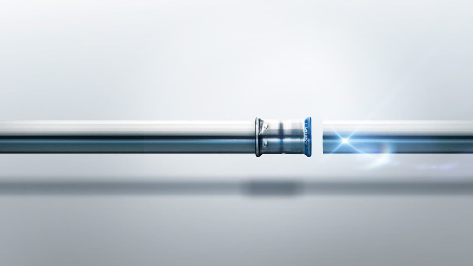 Accesorio Geberit Mapress Acero Inoxidable con indicadores de compresión azules Accesorio Geberit Mapress Acero Inoxidable con indicadores de compresión azules